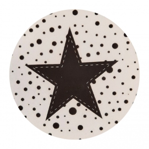 Sticker 4 cm met zwarte ster gestipt.